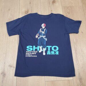 My Hero Academia Shoto Todoroki Mens T‑Shirt Size XS Blue Bioworld Box Lunch MHA